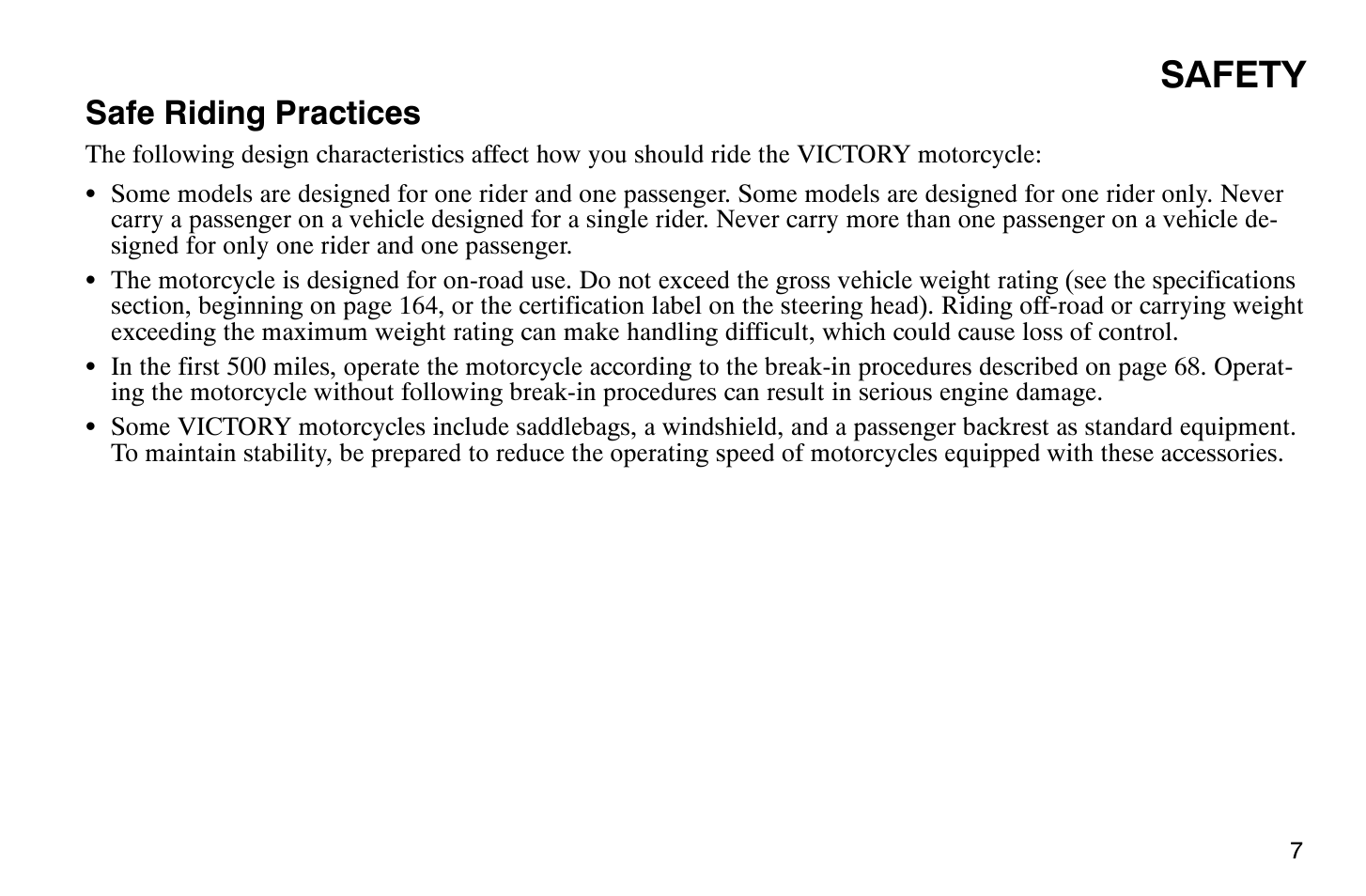 Safety, Safe riding practices | Polaris 2008 Victory Vegas User Manual | Page 12 / 178