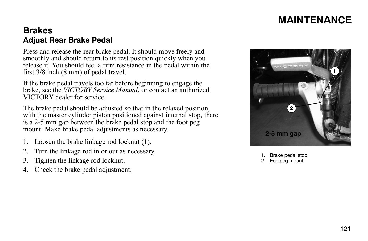 Maintenance, Brakes | Polaris 2008 Victory Vegas User Manual | Page 126 / 178