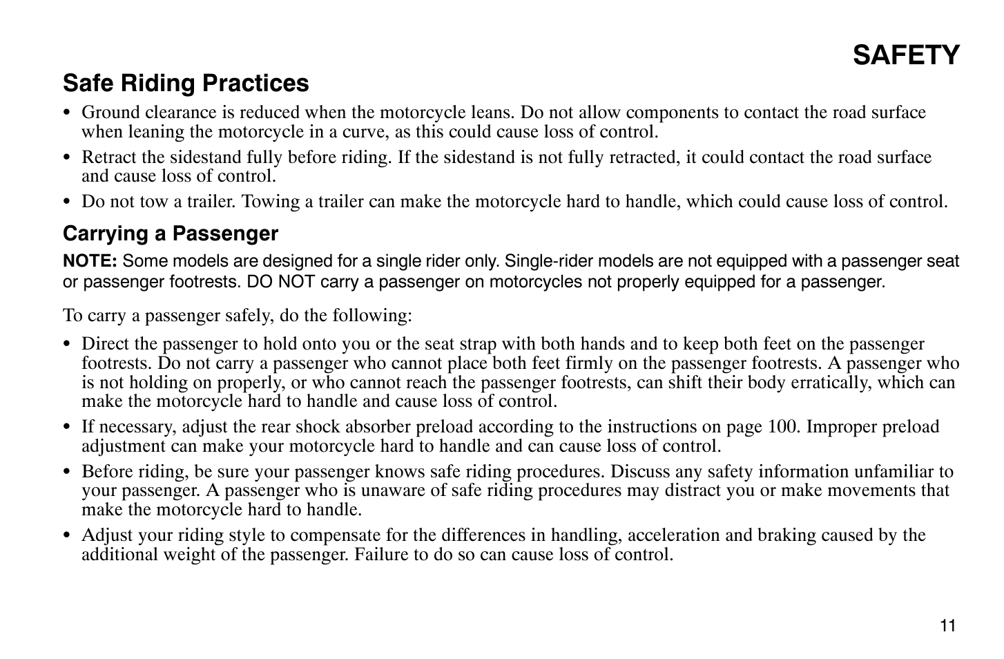 Safety, Safe riding practices | Polaris 2008 Victory Vegas User Manual | Page 16 / 178