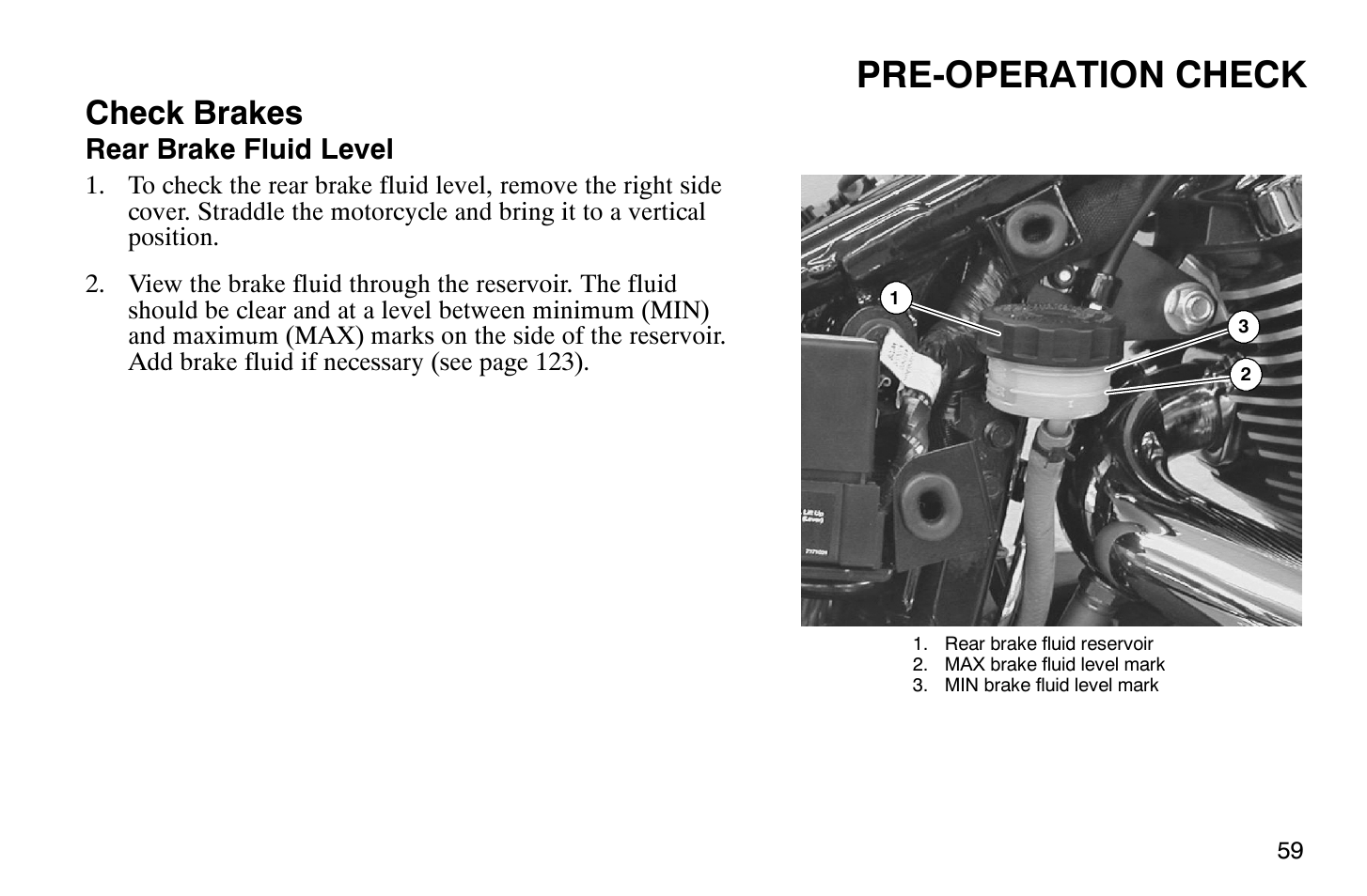 Pre-operation check, Check brakes | Polaris 2008 Victory Vegas User Manual | Page 64 / 178