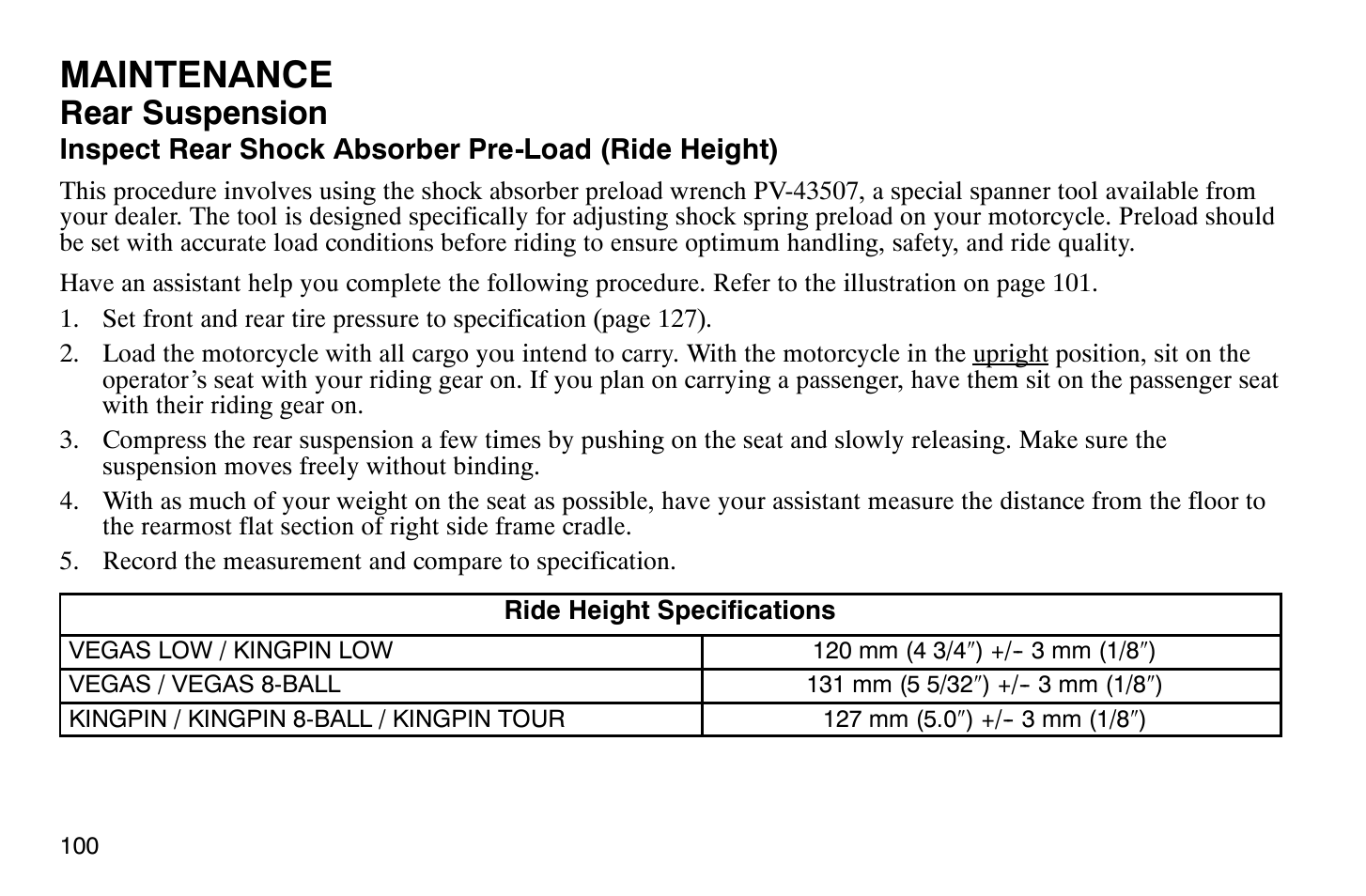 Maintenance, Rear suspension | Polaris 2009 Victory Vegas User Manual | Page 105 / 178