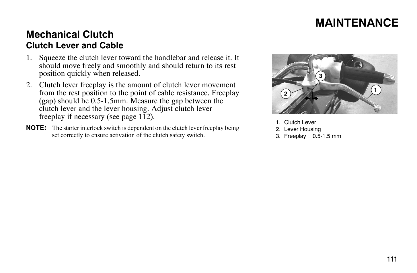 Maintenance, Mechanical clutch | Polaris 2009 Victory Vegas User Manual | Page 116 / 178