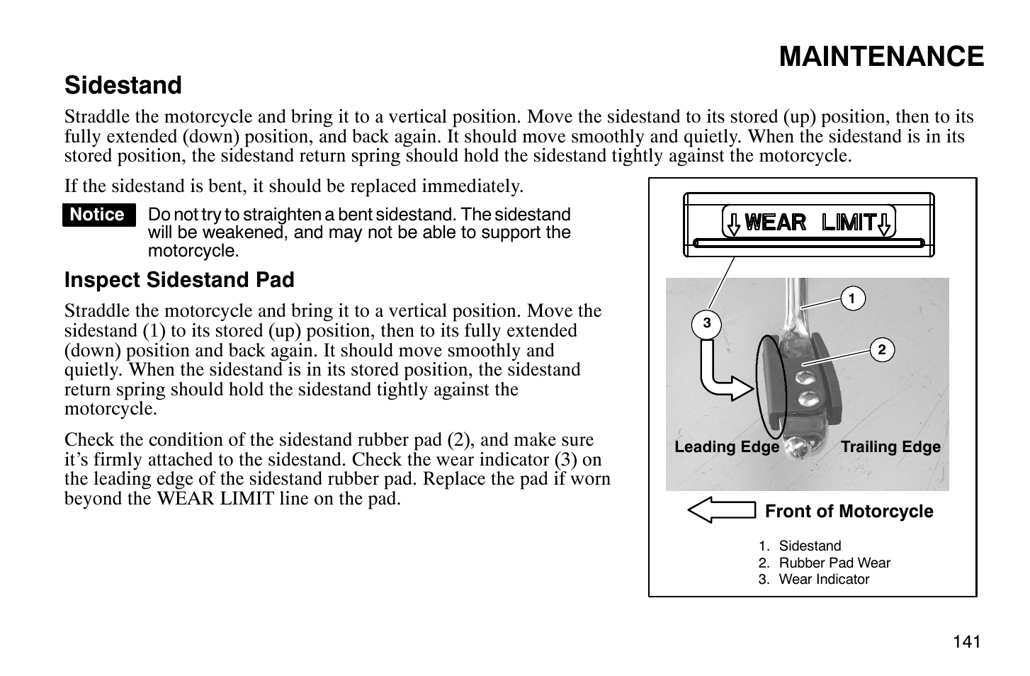 Maintenance, Sidestand | Polaris 2009 Victory Vegas User Manual | Page 146 / 178