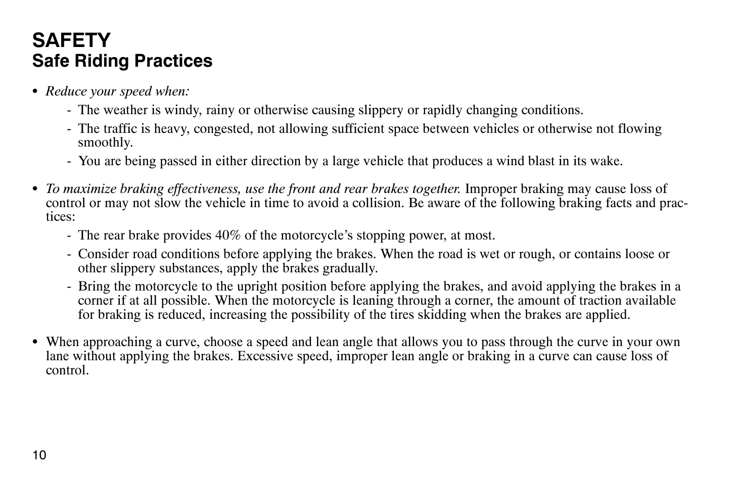 Safety, Safe riding practices | Polaris 2009 Victory Vegas User Manual | Page 15 / 178