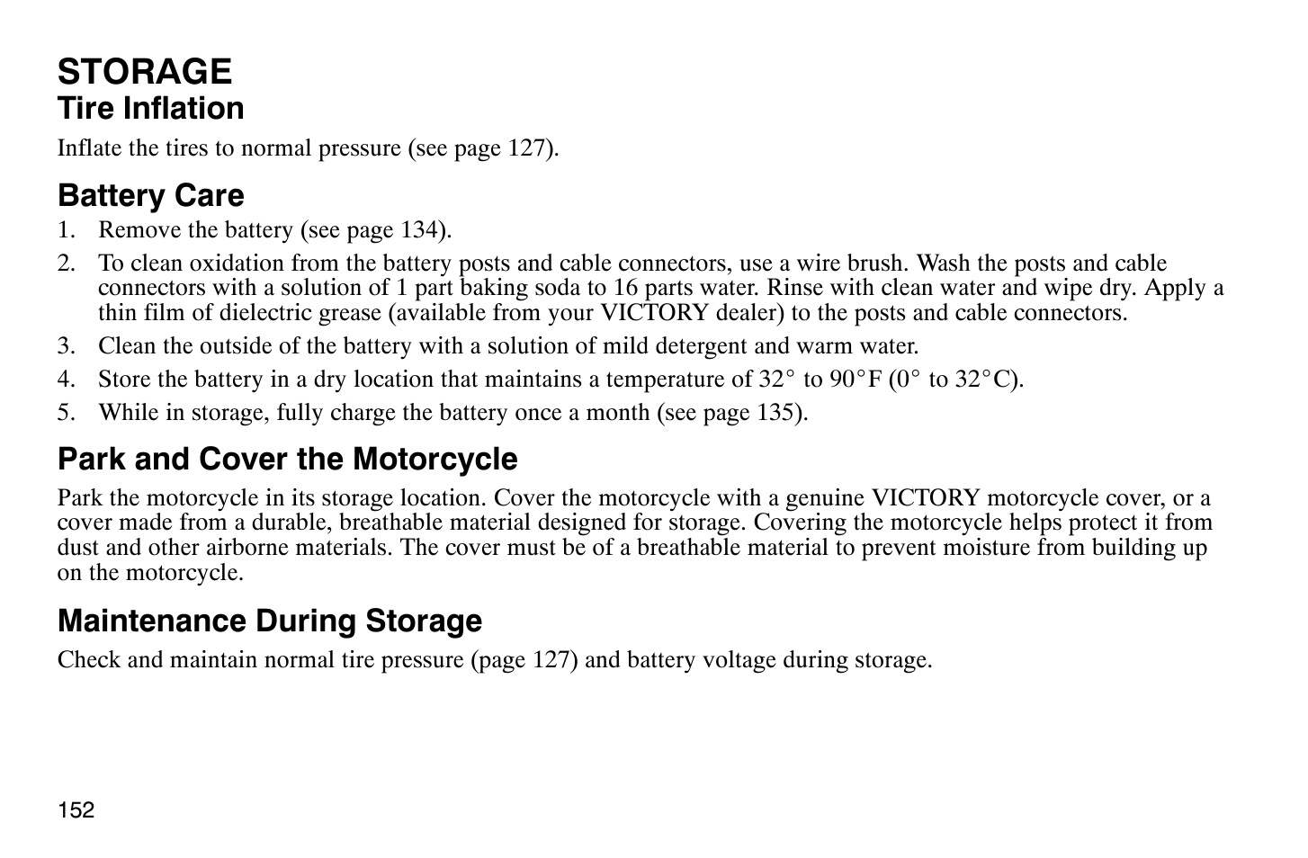 Storage | Polaris 2009 Victory Vegas User Manual | Page 157 / 178