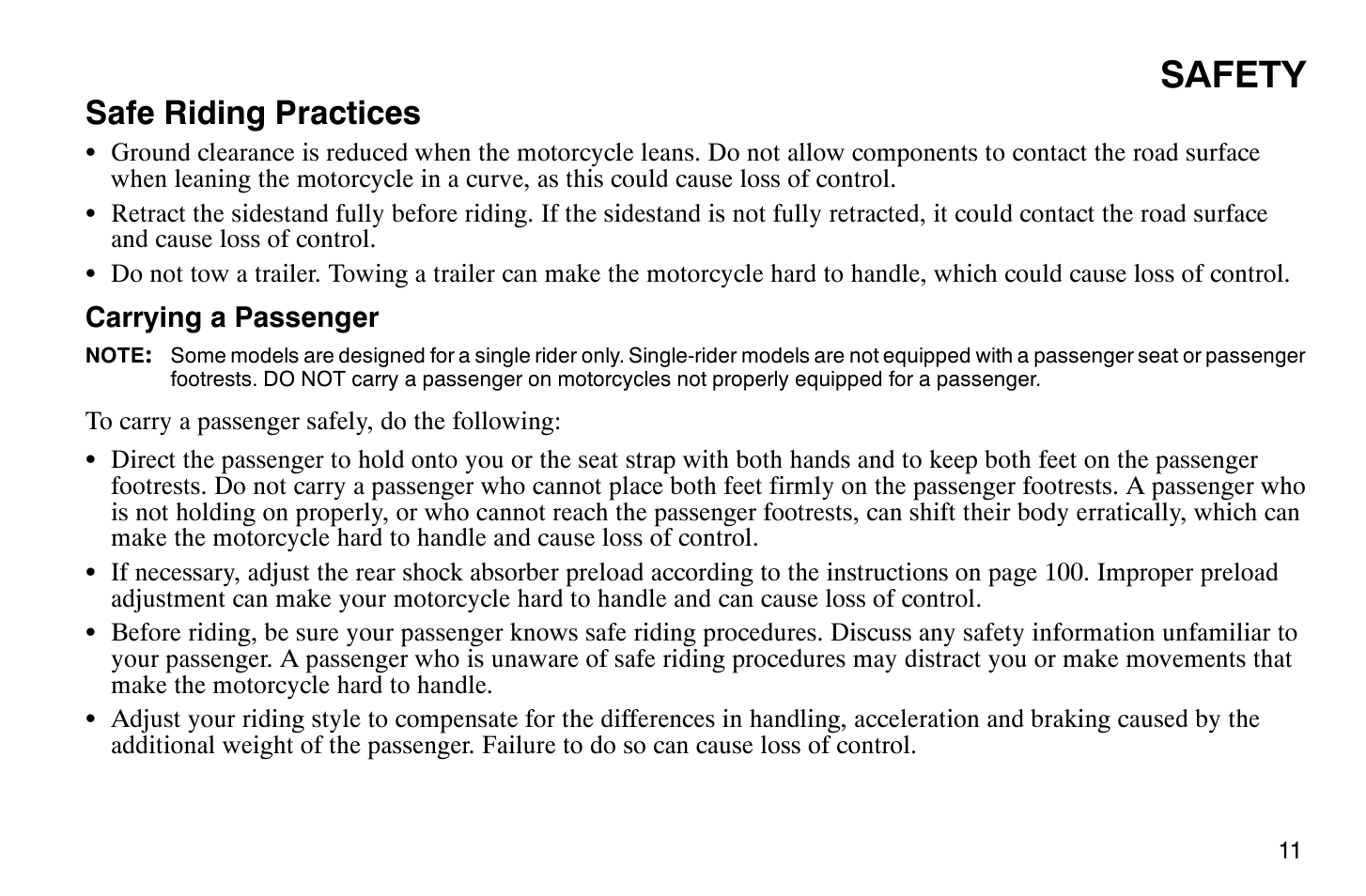 Safety, Safe riding practices | Polaris 2009 Victory Vegas User Manual | Page 16 / 178