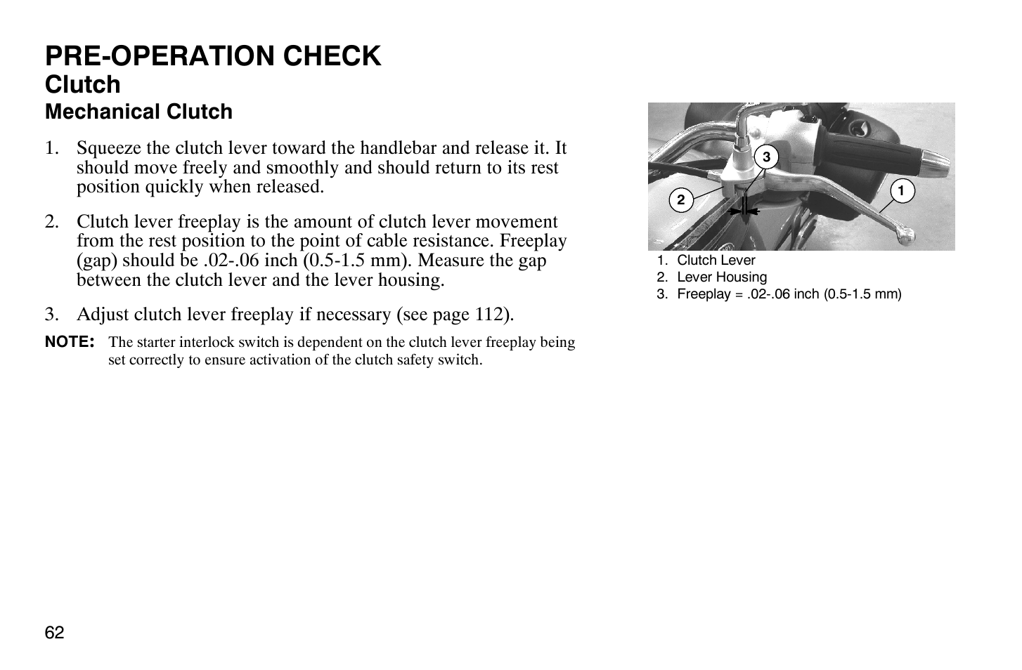 Pre-operation check, Clutch | Polaris 2009 Victory Vegas User Manual | Page 67 / 178