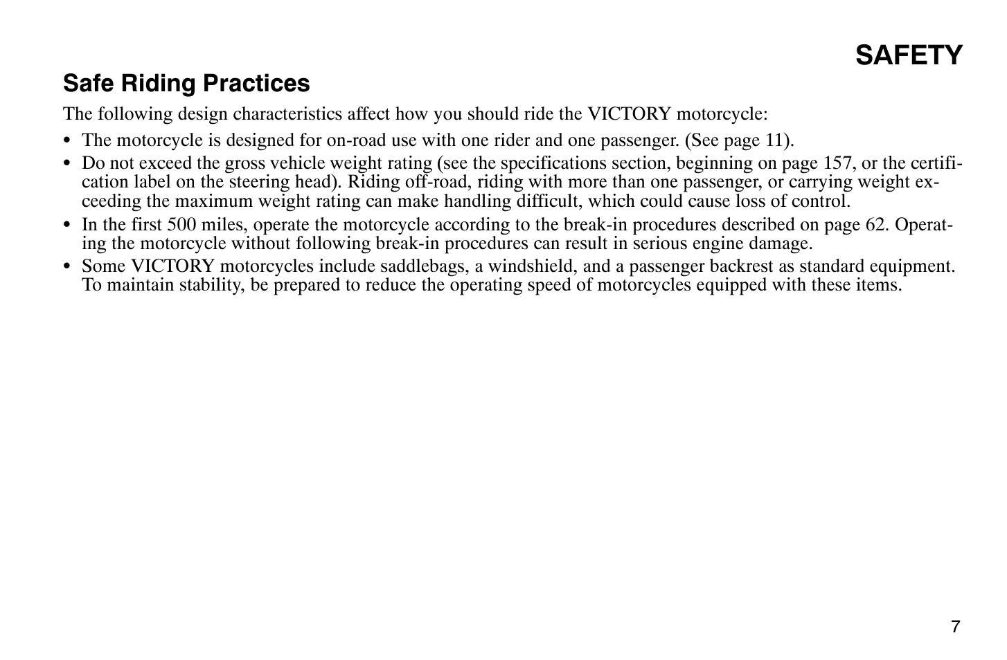 Safety, Safe riding practices | Polaris 2009 Victory Vegas Jackpot User Manual | Page 12 / 171