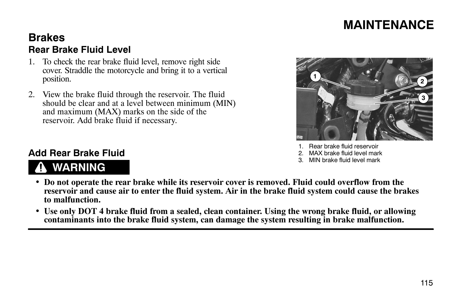 Maintenance, Brakes, Warning | Polaris 2009 Victory Vegas Jackpot User Manual | Page 120 / 171