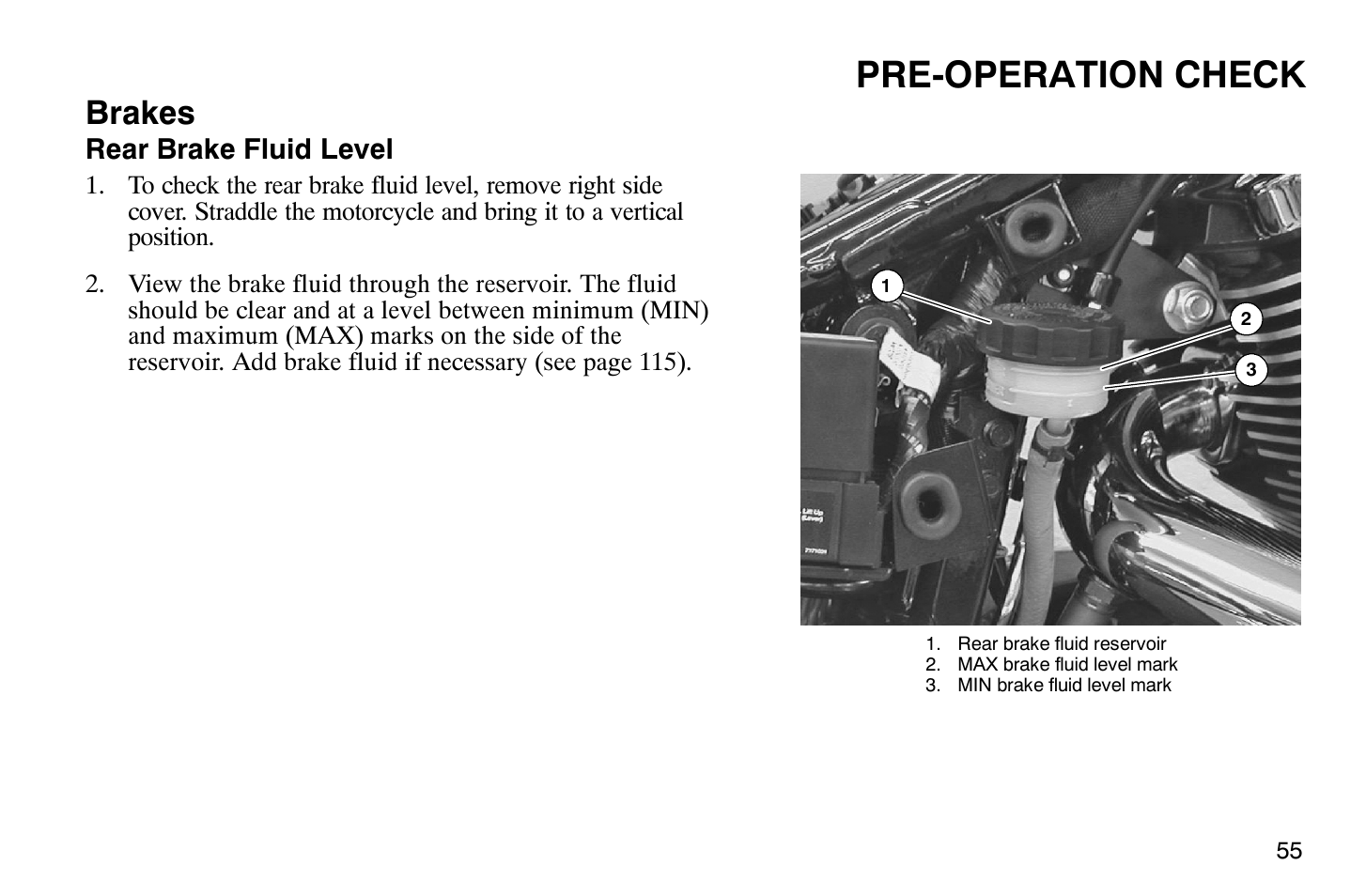 Pre-operation check, Brakes | Polaris 2009 Victory Vegas Jackpot User Manual | Page 60 / 171