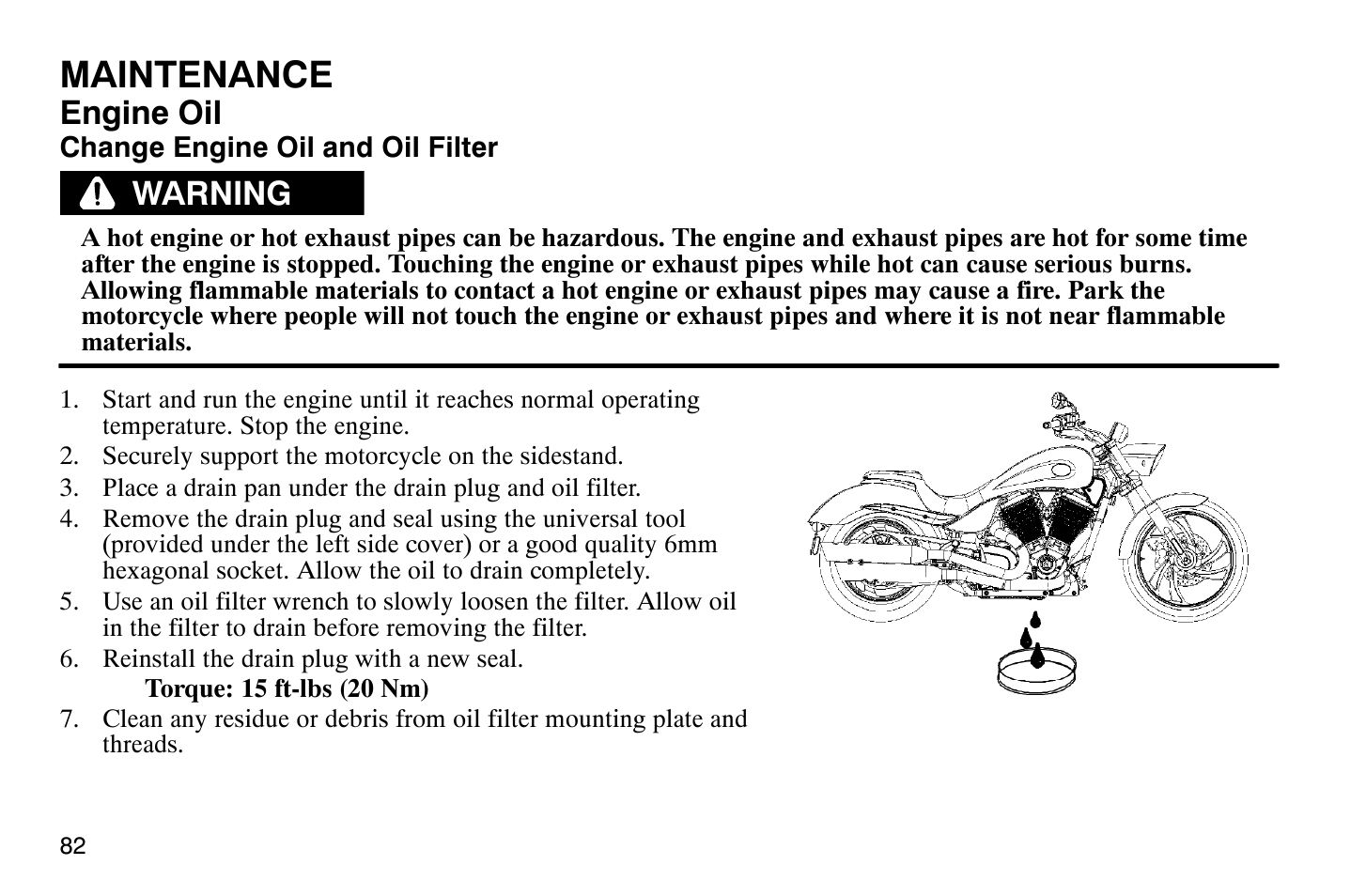 Maintenance, Engine oil, Warning | Polaris 2009 Victory Vegas Jackpot User Manual | Page 87 / 171