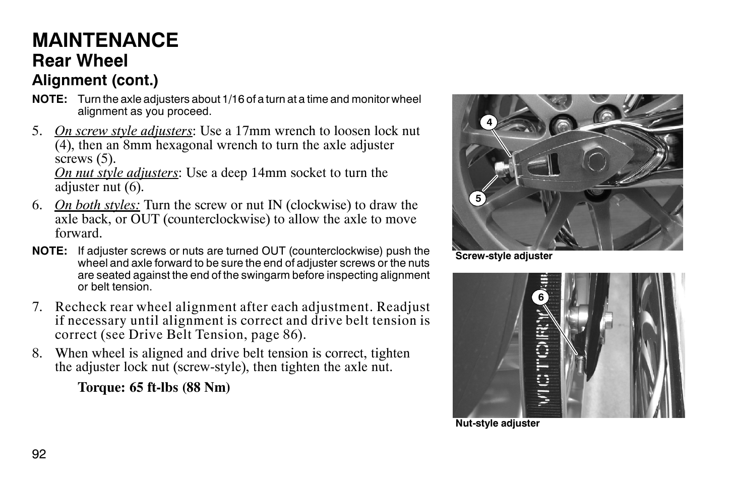 Maintenance, Rear wheel | Polaris 2009 Victory Vegas Jackpot User Manual | Page 97 / 171