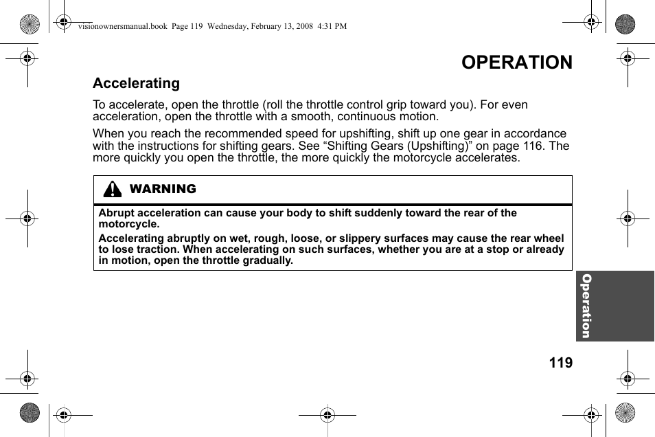 Operation | Polaris 2009 Victory Victory Vision User Manual | Page 122 / 323