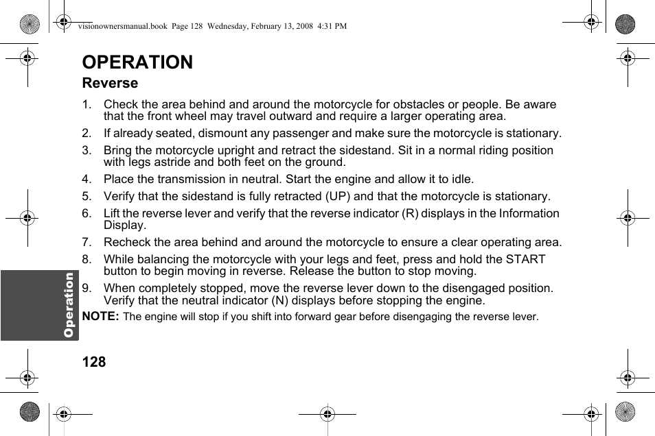 Operation | Polaris 2009 Victory Victory Vision User Manual | Page 131 / 323