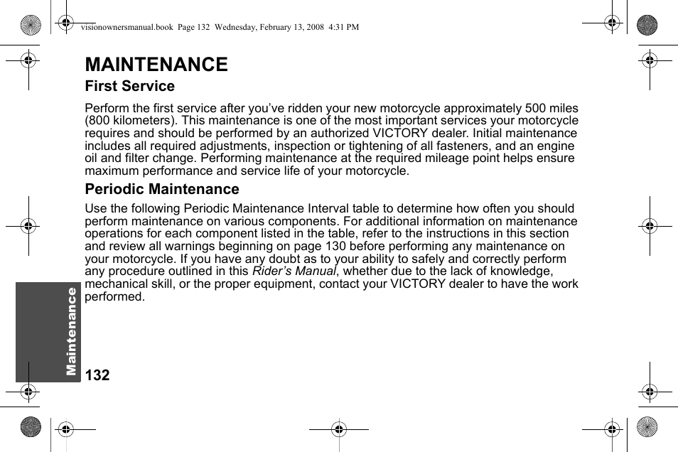 Maintenance | Polaris 2009 Victory Victory Vision User Manual | Page 135 / 323