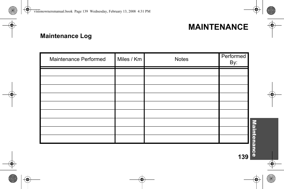 Maintenance | Polaris 2009 Victory Victory Vision User Manual | Page 142 / 323