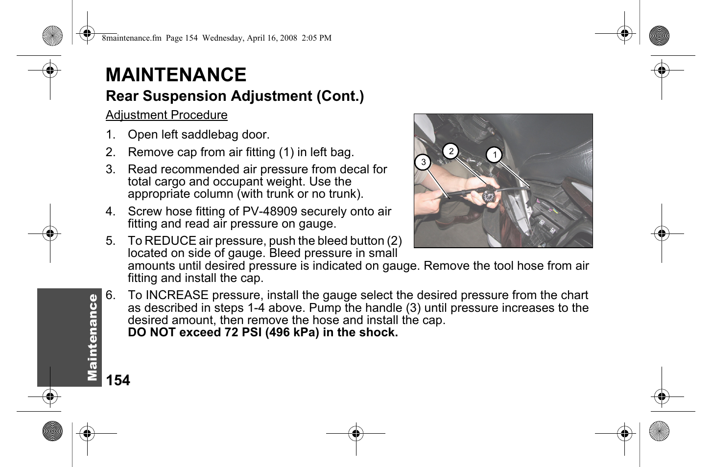 Maintenance, Rear suspension adjustment (cont.) | Polaris 2009 Victory Victory Vision User Manual | Page 157 / 323