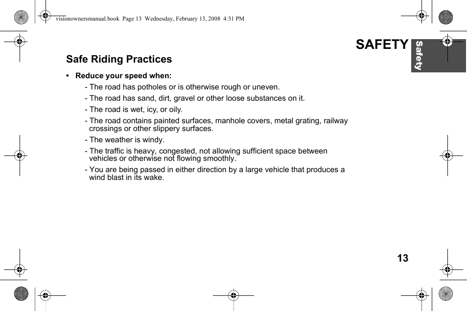 Safety | Polaris 2009 Victory Victory Vision User Manual | Page 16 / 323