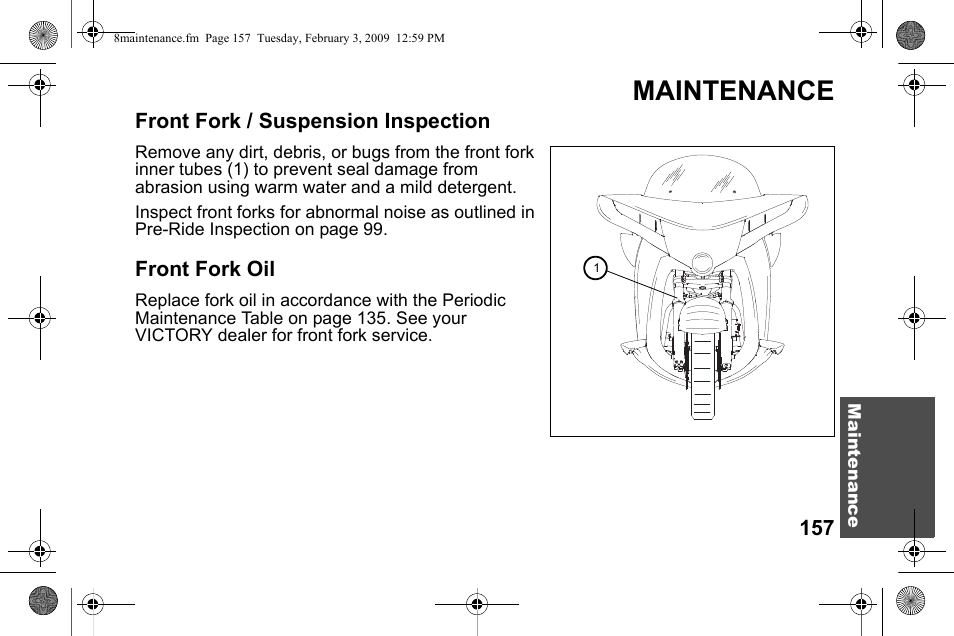 Maintenance | Polaris 2009 Victory Victory Vision User Manual | Page 160 / 323