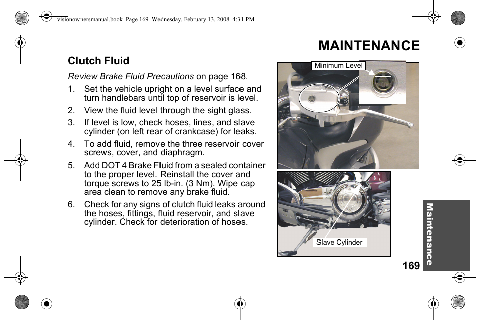 Maintenance, Clutch fluid | Polaris 2009 Victory Victory Vision User Manual | Page 172 / 323
