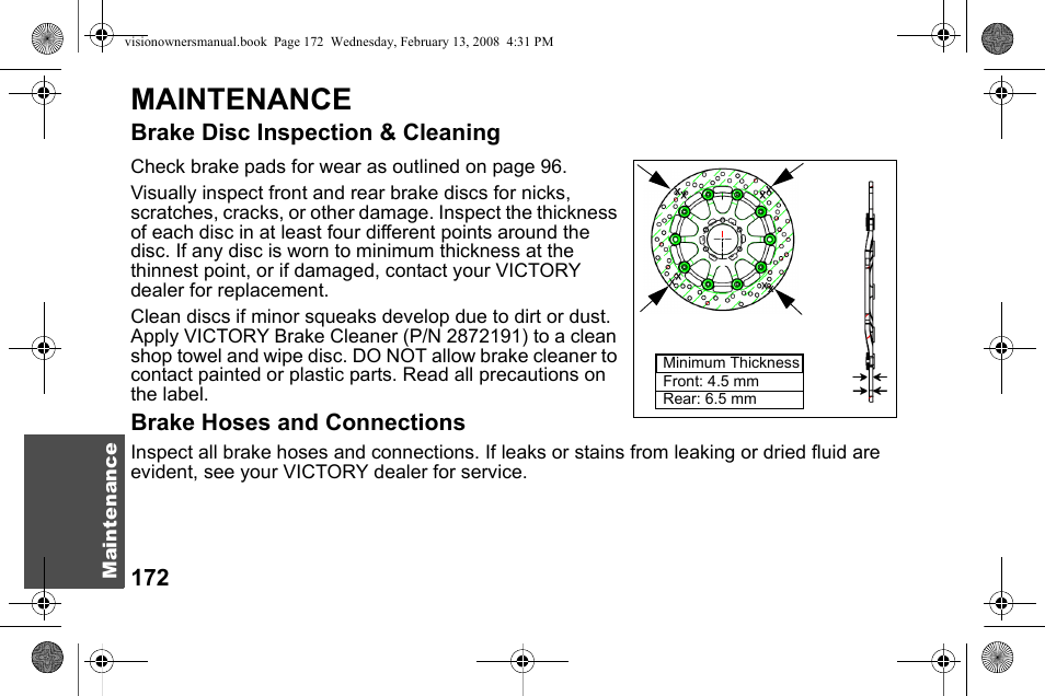 Maintenance | Polaris 2009 Victory Victory Vision User Manual | Page 175 / 323