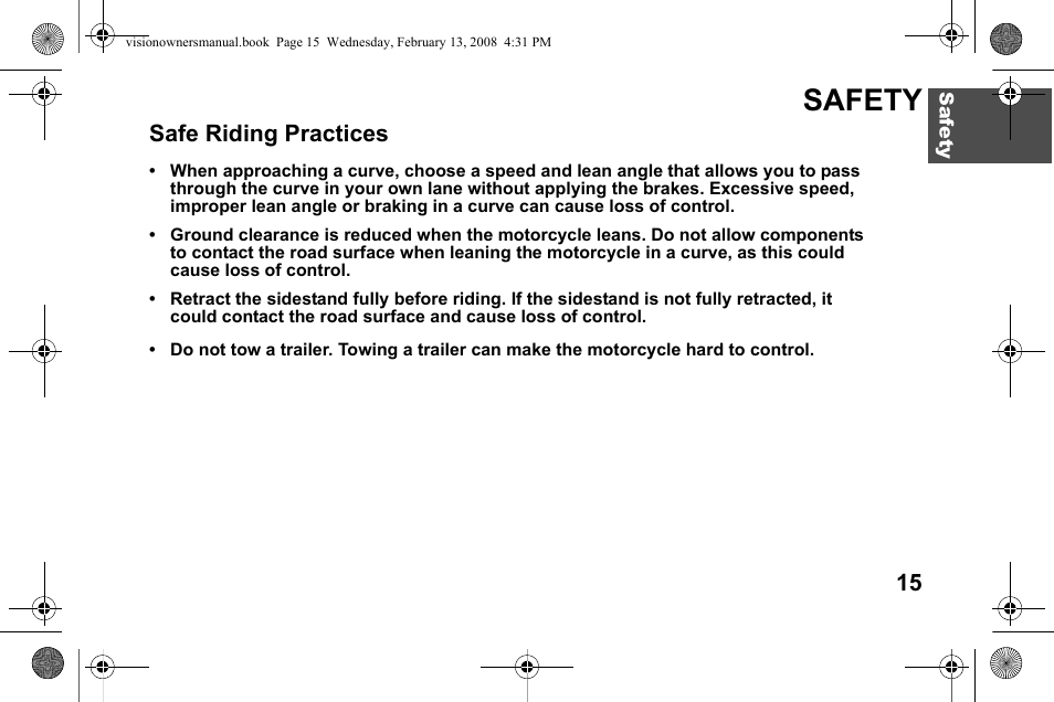 Safety, Safe riding practices | Polaris 2009 Victory Victory Vision User Manual | Page 18 / 323