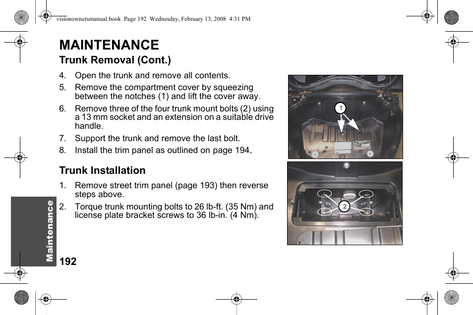 Maintenance | Polaris 2009 Victory Victory Vision User Manual | Page 195 / 323