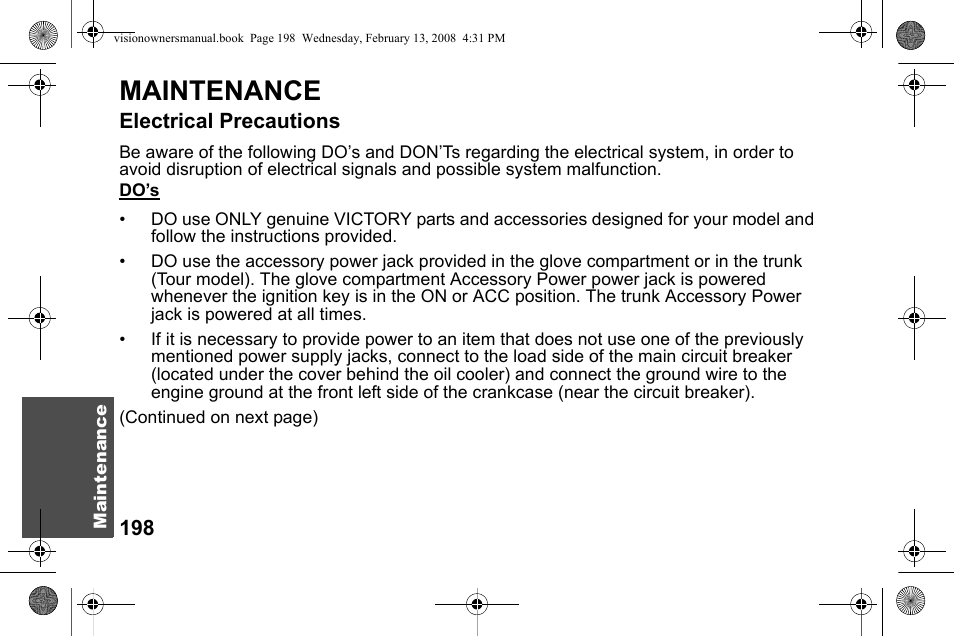 Maintenance | Polaris 2009 Victory Victory Vision User Manual | Page 201 / 323