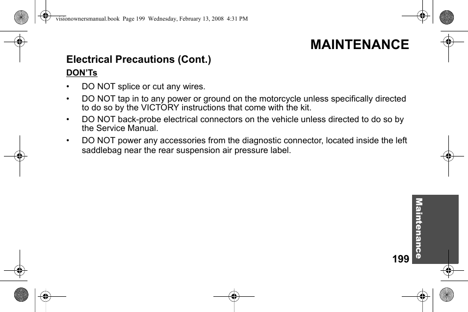 Maintenance | Polaris 2009 Victory Victory Vision User Manual | Page 202 / 323