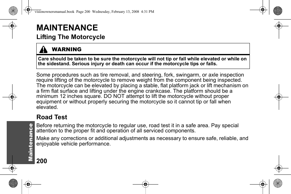 Maintenance | Polaris 2009 Victory Victory Vision User Manual | Page 203 / 323