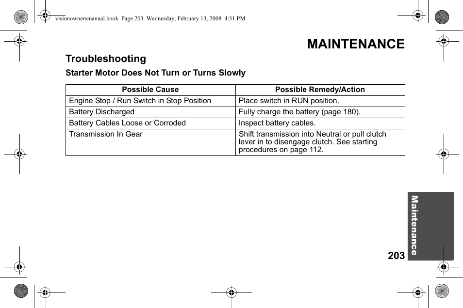 Maintenance, Troubleshooting | Polaris 2009 Victory Victory Vision User Manual | Page 206 / 323