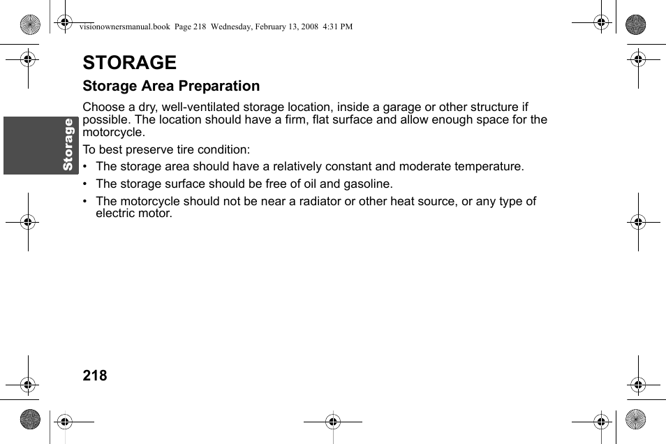 Storage | Polaris 2009 Victory Victory Vision User Manual | Page 221 / 323