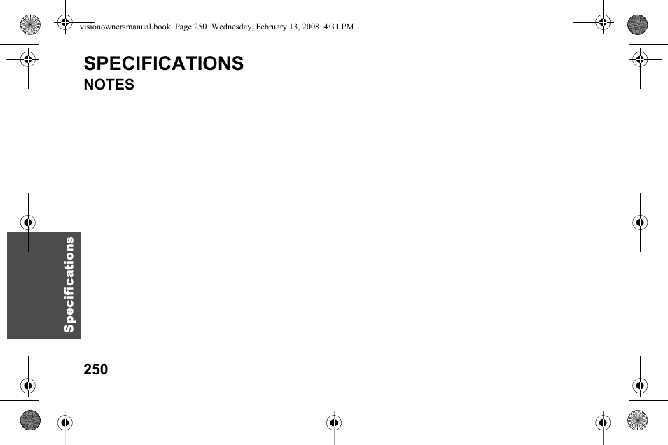 Specifications | Polaris 2009 Victory Victory Vision User Manual | Page 253 / 323