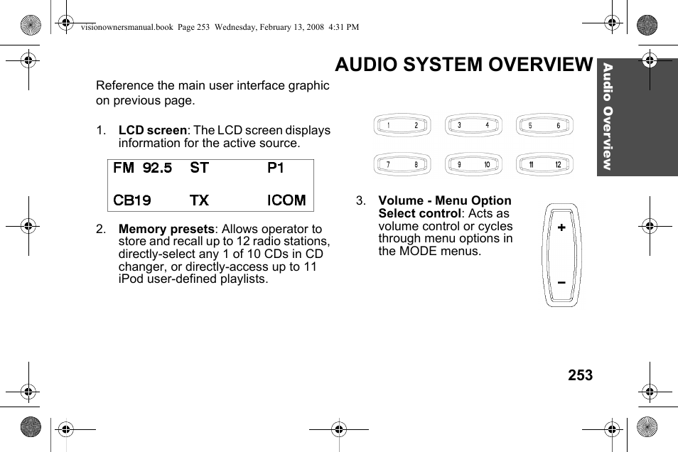 Audio system overview | Polaris 2009 Victory Victory Vision User Manual | Page 256 / 323