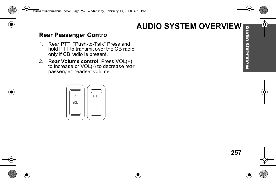 Audio system overview | Polaris 2009 Victory Victory Vision User Manual | Page 260 / 323