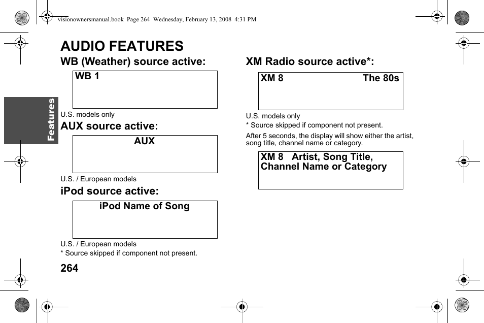 Audio features | Polaris 2009 Victory Victory Vision User Manual | Page 267 / 323