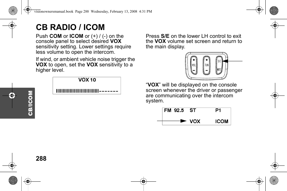Cb radio / icom | Polaris 2009 Victory Victory Vision User Manual | Page 291 / 323