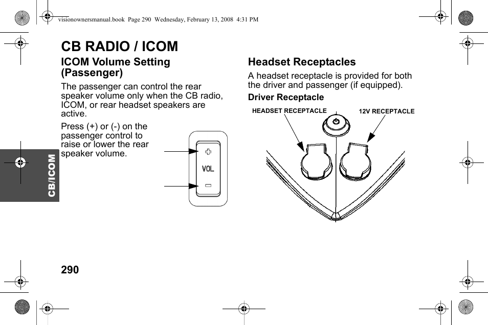 Cb radio / icom | Polaris 2009 Victory Victory Vision User Manual | Page 293 / 323