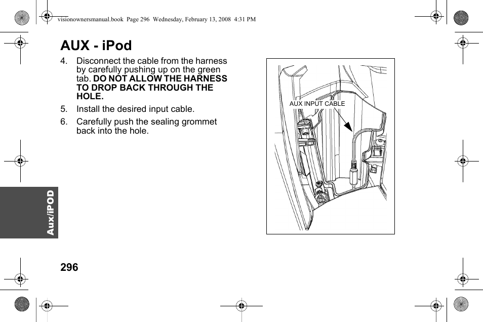 Aux - ipod | Polaris 2009 Victory Victory Vision User Manual | Page 299 / 323