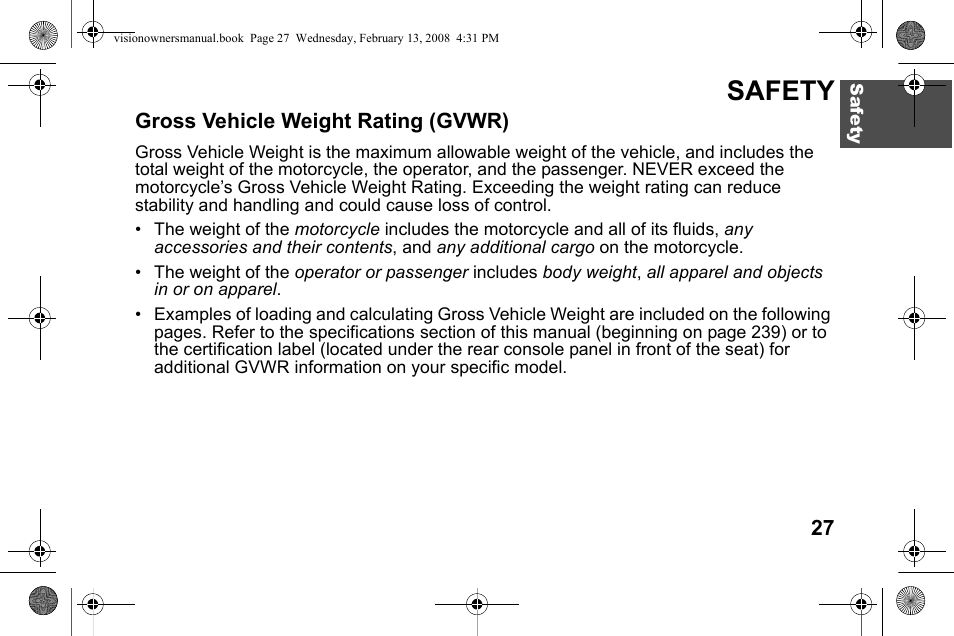 Safety | Polaris 2009 Victory Victory Vision User Manual | Page 30 / 323