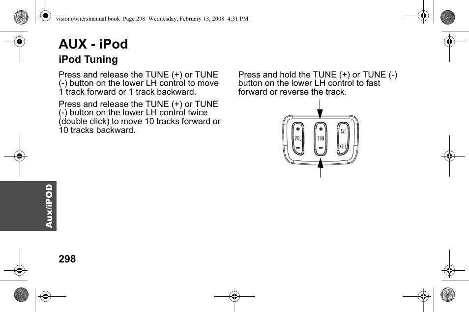 Aux - ipod | Polaris 2009 Victory Victory Vision User Manual | Page 301 / 323