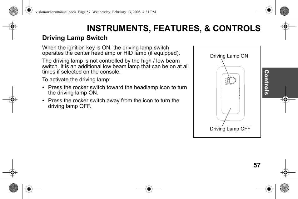 Instruments, features, & controls | Polaris 2009 Victory Victory Vision User Manual | Page 60 / 323