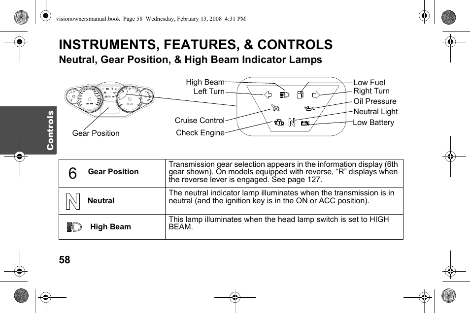 Instruments, features, & controls | Polaris 2009 Victory Victory Vision User Manual | Page 61 / 323