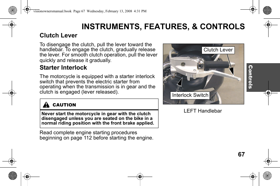 Instruments, features, & controls | Polaris 2009 Victory Victory Vision User Manual | Page 70 / 323