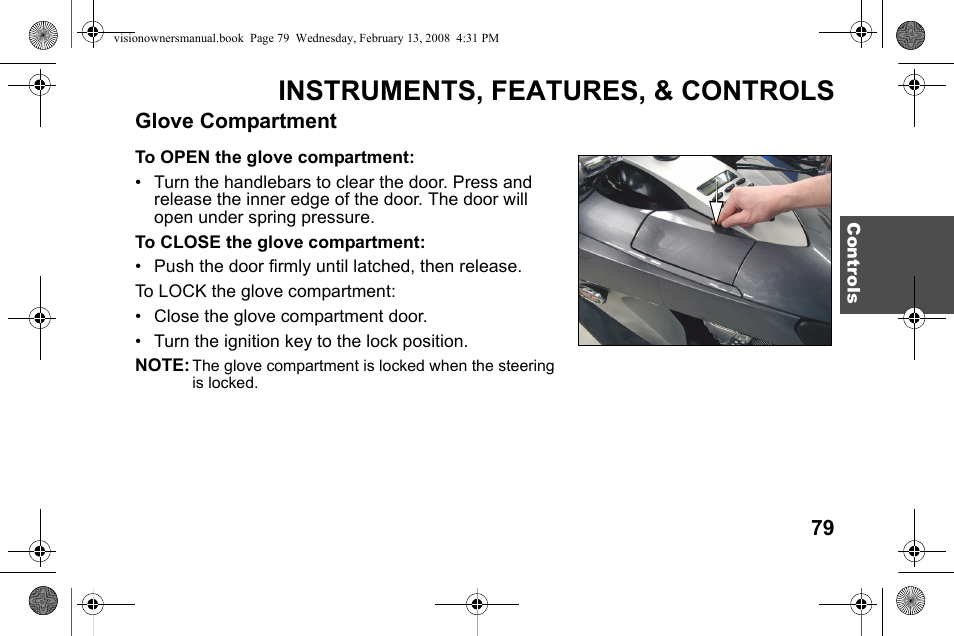 Instruments, features, & controls | Polaris 2009 Victory Victory Vision User Manual | Page 82 / 323