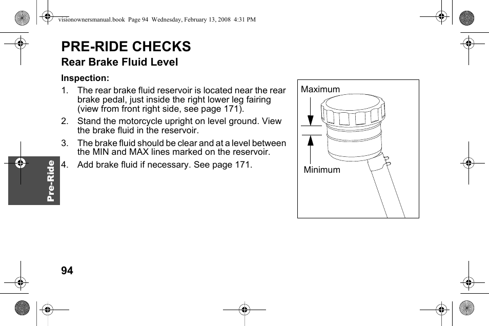 Pre-ride checks | Polaris 2009 Victory Victory Vision User Manual | Page 97 / 323