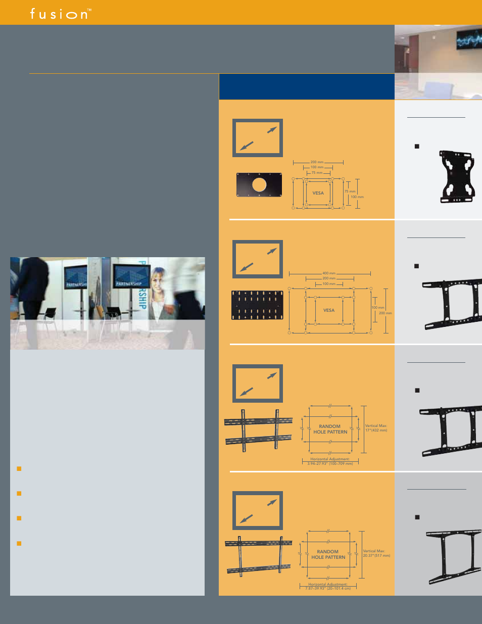 Product selection, Digital signage, Innovative designs | Fsrv, Msrv, Small lcd tvs & monitors msru, Pstu, Ordering options, Medium lcd tvs & monitors, Large lcd & plasma tvs | Chief Manufacturing RPA-U User Manual | Page 2 / 6