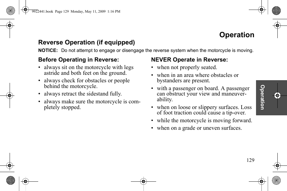 Operation | Polaris 2010 Victory Victory Vision 8-Ball User Manual | Page 133 / 334