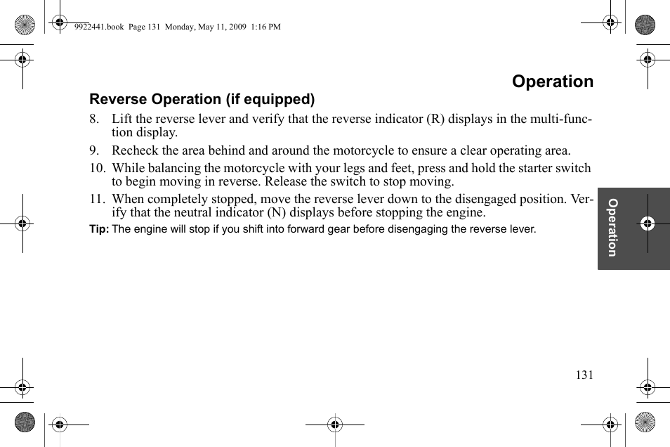 Operation | Polaris 2010 Victory Victory Vision 8-Ball User Manual | Page 135 / 334