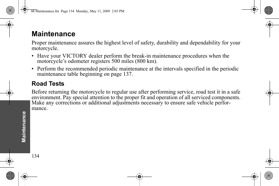 Maintenance | Polaris 2010 Victory Victory Vision 8-Ball User Manual | Page 138 / 334